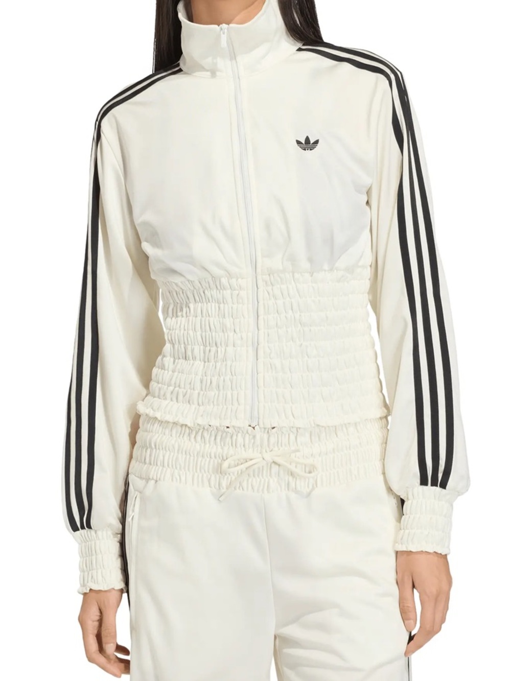 NWT Adidas Originals XS Smocked Firebird Track Jacket Tracksuit Ivory White